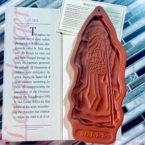 1993 Vintage Longaberger Pottery St. Nick Cookie Mold